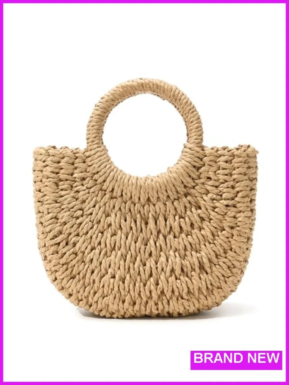 Straw Woven Crossbody Tote Bag Handmade Beach Summer Travel